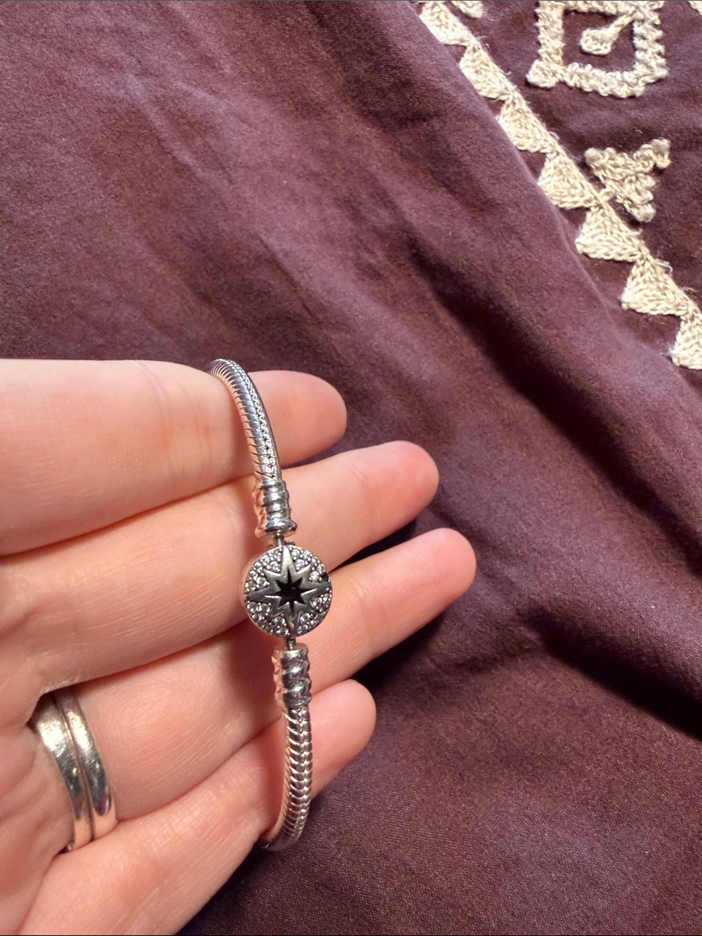 Pandora Silver North Star Clasp Snake Chain Bracelet - Picture 2 of 3